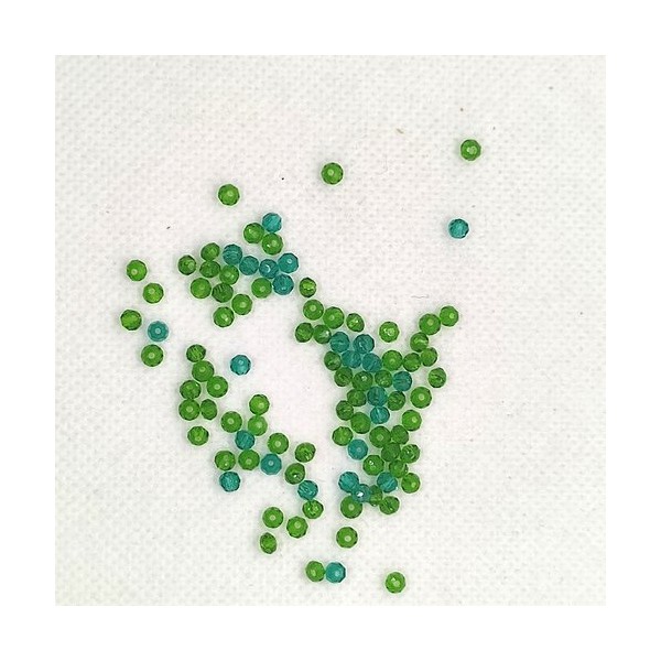 98 Perles toupie en verre vert / bleu - 3mm - 215 - Photo n°0