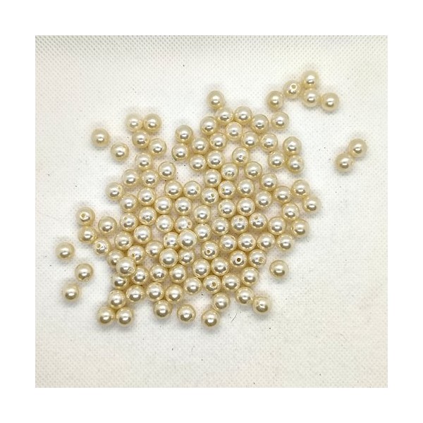 154 Perles en verre nacrées ivoire - 10mm - 206 - Photo n°1
