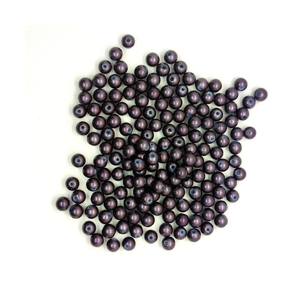 160 Perles en verre violet - 8mm - 236 - Photo n°1