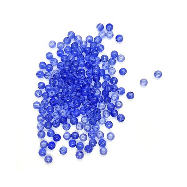 164 Perles en verre bleu - 6mm - 233 - Photo n°1