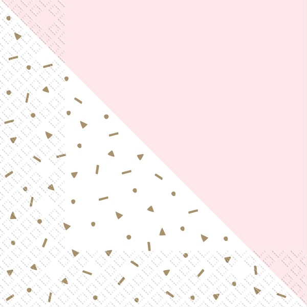 Serviettes en papier rose et confettis dorés - Stewo - 20 pcs - Photo n°1
