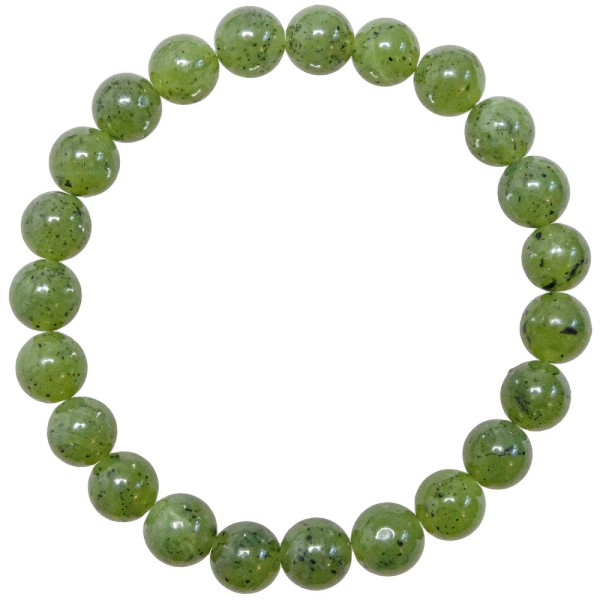 Bracelet en jade néphrite - Perles rondes 8 mm. - Photo n°1