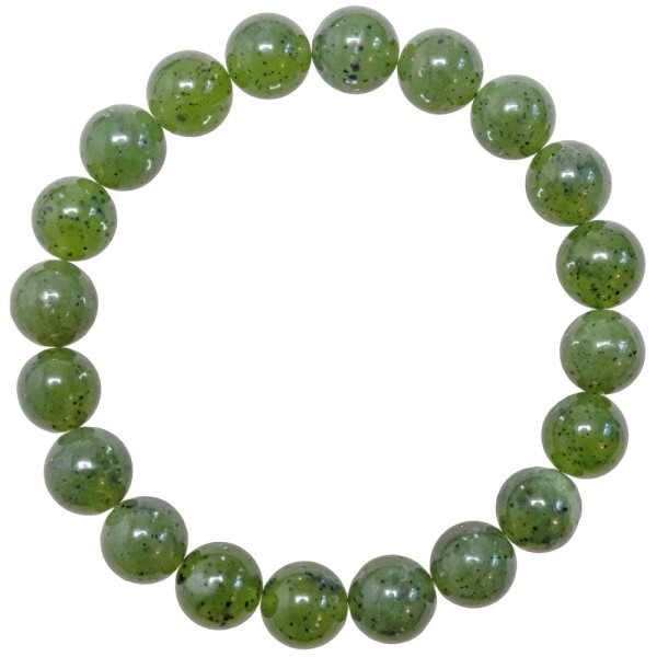Bracelet en jade néphrite - Perles rondes 10 mm. - Photo n°1