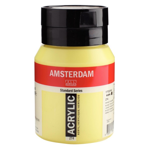 Pot peinture acrylique 500ml Amsterdam jaune titane nickel - Photo n°1