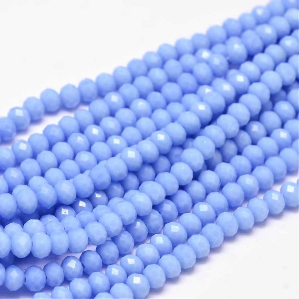 Perles en verre à facette 6 x 4 mm bleu azur x 25 - Photo n°1