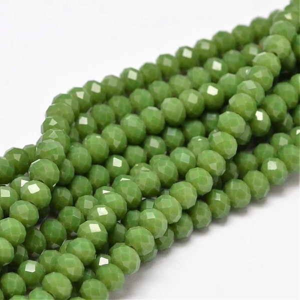 Perles en verre à facette 6 x 4 mm vert x 25 - Photo n°1