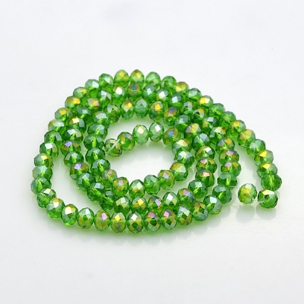 Perles en verre à facette 6 x 4 mm vert AB x 24 - Photo n°2