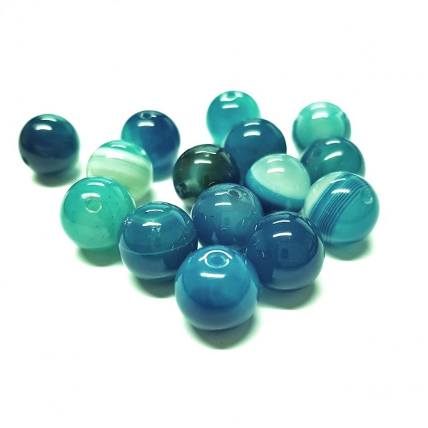 Perles pierre semi précieuse naturelle teinte agate striée Vert6 mm lot de 15 perles - Photo n°1