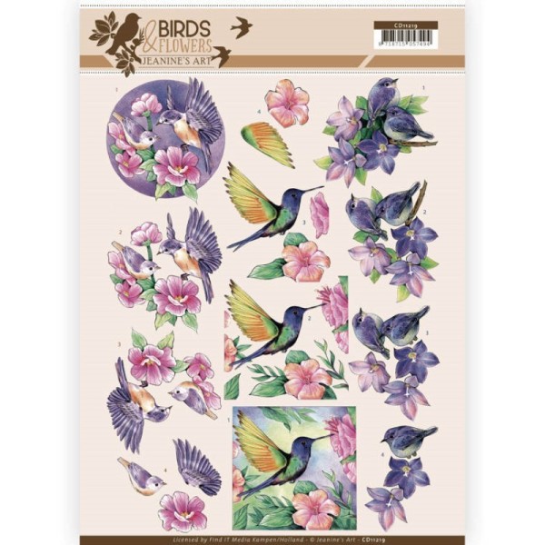Carte 3D à découper - CD11219 - Birds and Flowers - Oiseaux Tropicaux - Jeanine's Art - Photo n°1