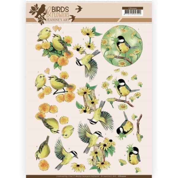 Carte 3D à découper - CD11220 - Birds and Flowers - Oiseaux Jaunes - Jeanine's Art - Photo n°1