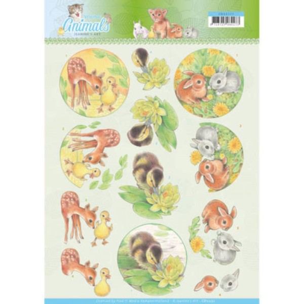 Carte 3D à découper - CD11272 - Young animals - Canetons et lapins - Jeanine's Art - Photo n°1