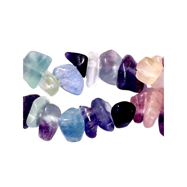 Fil de chips perles en fluorite vert violet bleu - fil de 80cm - Photo n°1