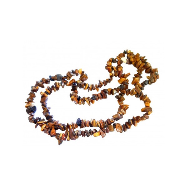 Fil de Chips perles en Oeil de Tigre marron - fil de 80cm - Photo n°2