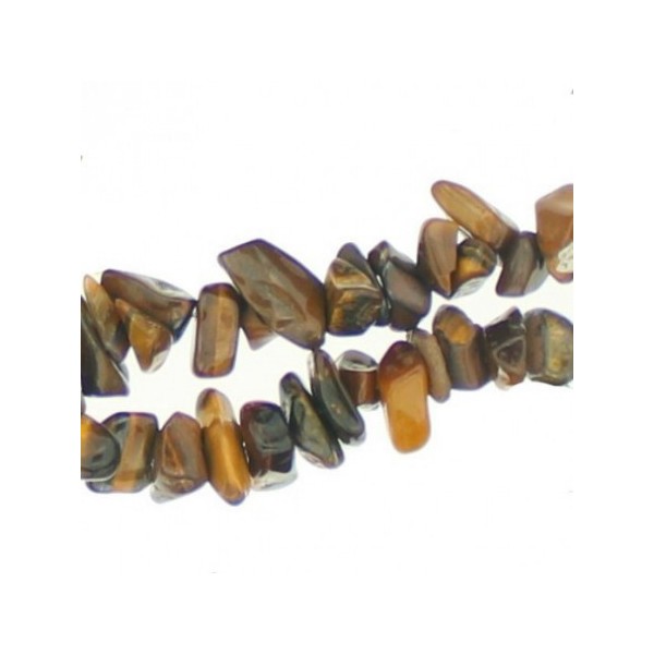 Fil de Chips perles en Oeil de Tigre marron - fil de 80cm - Photo n°3