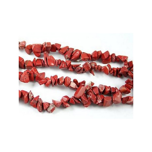 Fil de chips perles en jaspe rouge - fil de 80cm NEUF - Photo n°2