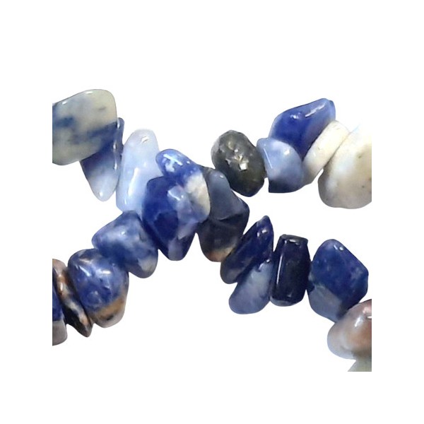 Fil de chips perles en Sodalite bleu marbré de blanc - fil 80cm - Photo n°2
