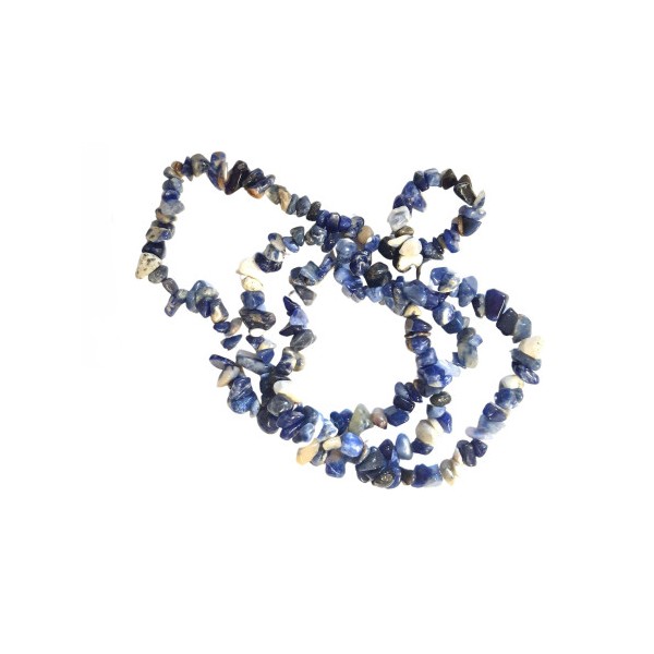 Fil de chips perles en Sodalite bleu marbré de blanc - fil 80cm - Photo n°3