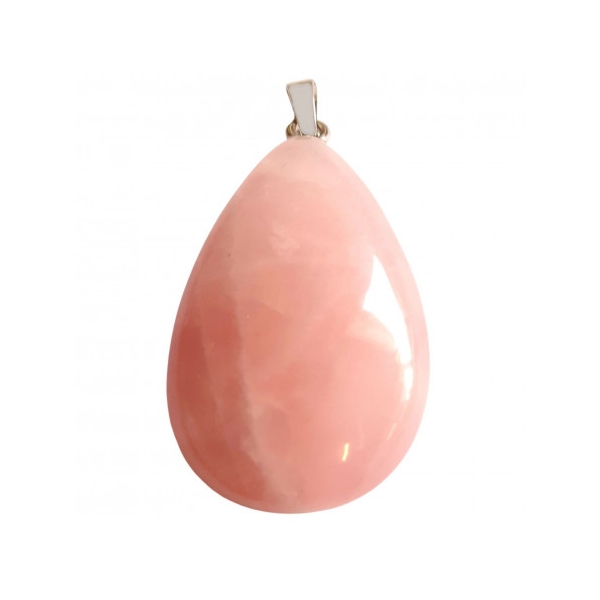 Grand pendentif goutte larme en quartz rose 4cm hauteur + chaine - Photo n°1