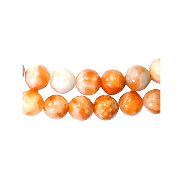 Fil de 45 perles rondes 8mm 8 mm en calcite orange naturelle - Photo n°2
