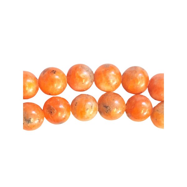 Fil de 45 perles rondes 8mm 8 mm en calcite orange naturelle - Photo n°1