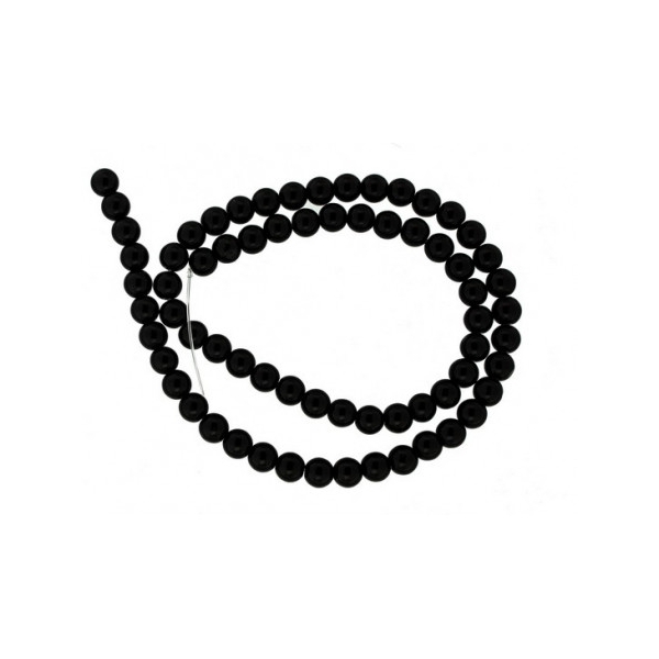 Fil de 92 perles rondes 4mm 4 mm en onyx noire (agate) - Photo n°4