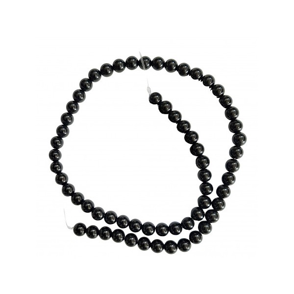 Fil de 60 perles rondes 6mm 6 mm en onyx noire (agate) - Photo n°2