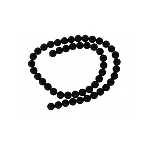 Fil de 44 perles rondes 8mm 8 mm en onyx noire (agate) - Photo n°4
