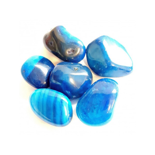 Lot de 150 grammes de petites pierres roulées en agate agathe bleue - 1cm env - Photo n°2