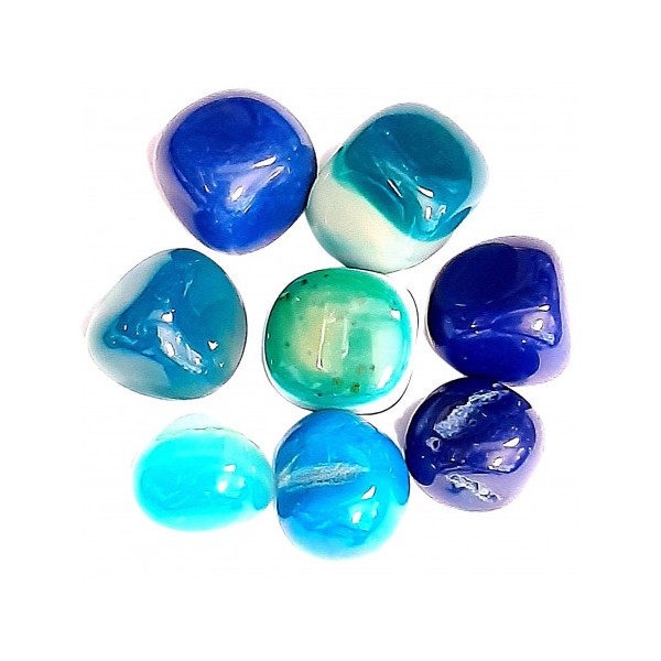 Lot de 150 grammes de petites pierres roulées en agate agathe bleue - 1cm env - Photo n°3
