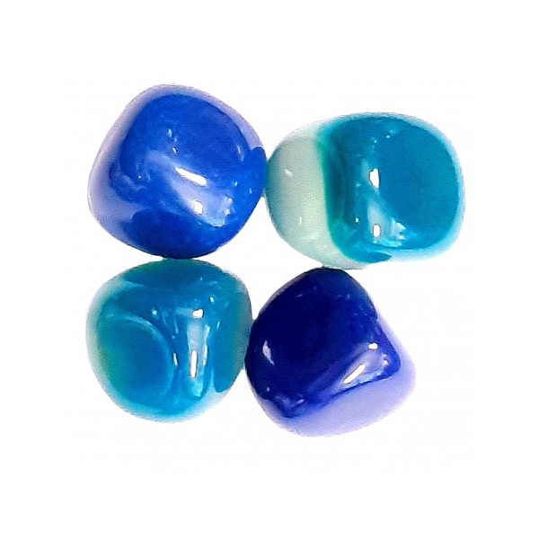 Lot de 150 grammes de petites pierres roulées en agate agathe bleue - 1cm env - Photo n°4