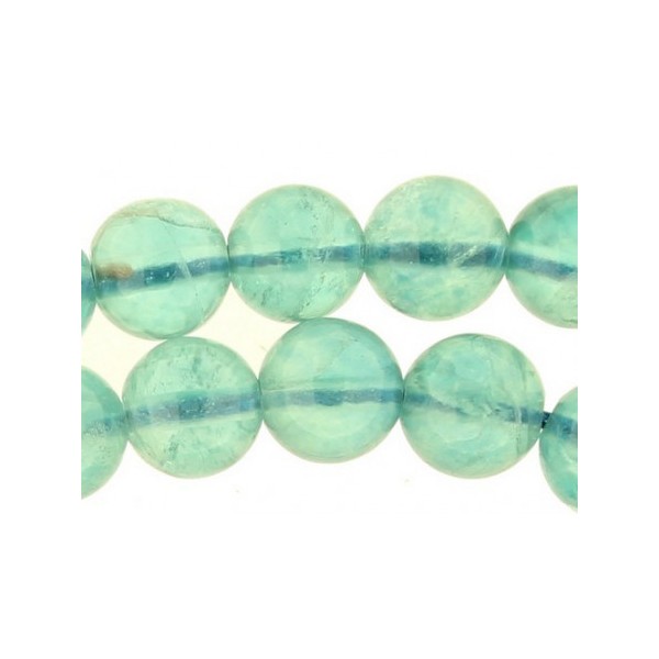 Fil de 62 perles rondes 6mm 6 mm en fluorite bleue verte - Photo n°2