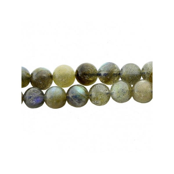 Fil de 58 perles rondes 5mm 5 mm en labradorite naturelle avec reflets - Photo n°3