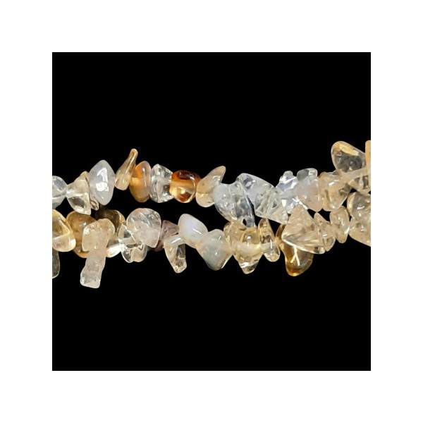 Fil de petits chips perles en Citrine chauffée - fil de 75cm (entre 0,2 et 0,5cm) - Photo n°2
