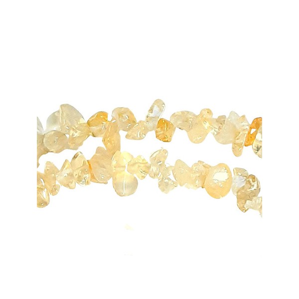 Fil de petits chips perles en Citrine chauffée - fil de 75cm (entre 0,2 et 0,5cm) - Photo n°1