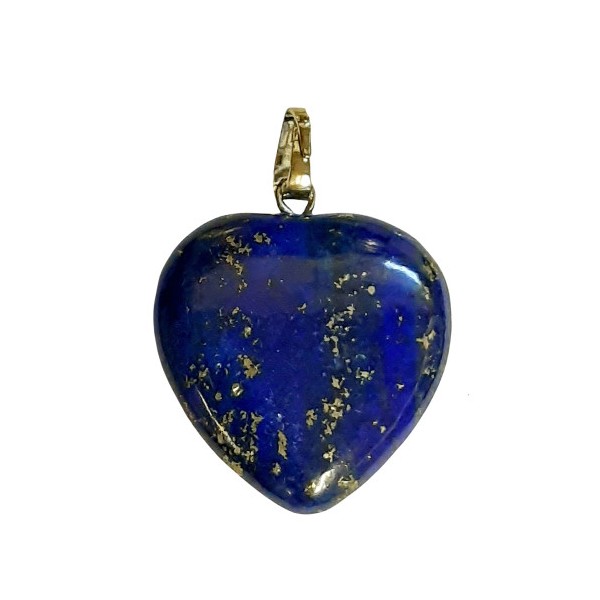 Grand pendentif coeur en lapis lazuli lazulis + chaine 2,5cm - Photo n°1
