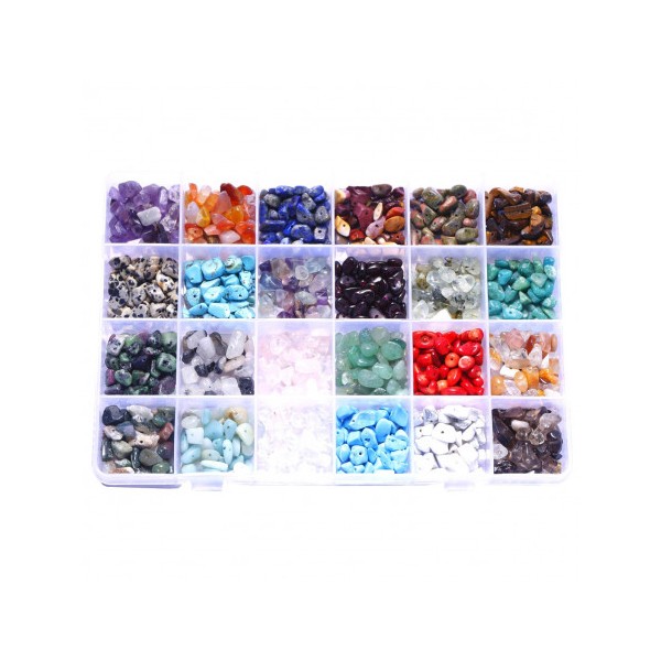 Enorme box de 24 types de chips perles : cristal améthyste quartz rose ... - Photo n°1