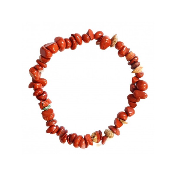 Bracelet élastique de perles chips en jaspe rouge - 50mm - Photo n°1