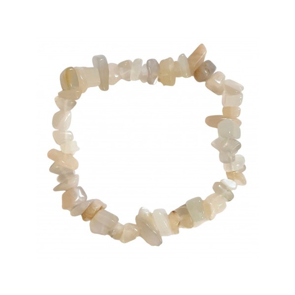 Bracelet élastique de perles chips en pierre de lune blanche - 50mm - Photo n°1