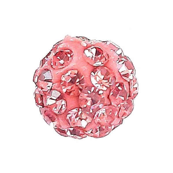 Lot de 5 boules disco strass rondes 8mm couleur rose à facettes pavé - Photo n°1