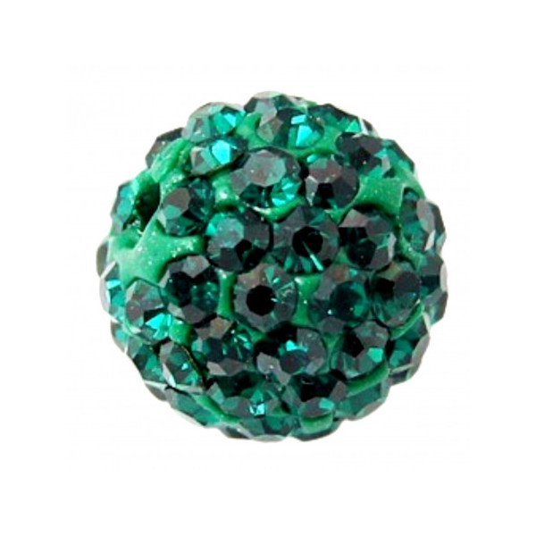 Lot de 5 boules disco strass rondes 8mm couleur vert émeraude à facettes pavé - Photo n°1