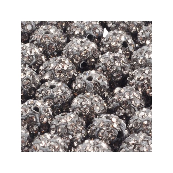 Lot de 5 boules disco strass rondes 8mm couleur light noir black diamant à facettes pavé - Photo n°1