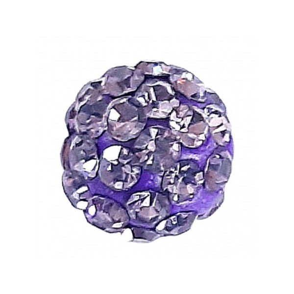 Lot de 5 boules disco strass rondes 8mm couleur violet fonçé tanzanite à facettes pavé - Photo n°1