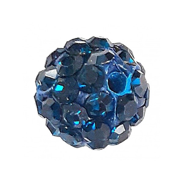 Lot de 5 boules disco strass rondes 8mm couleur bleu fonçé montana à facettes pavé - Photo n°1