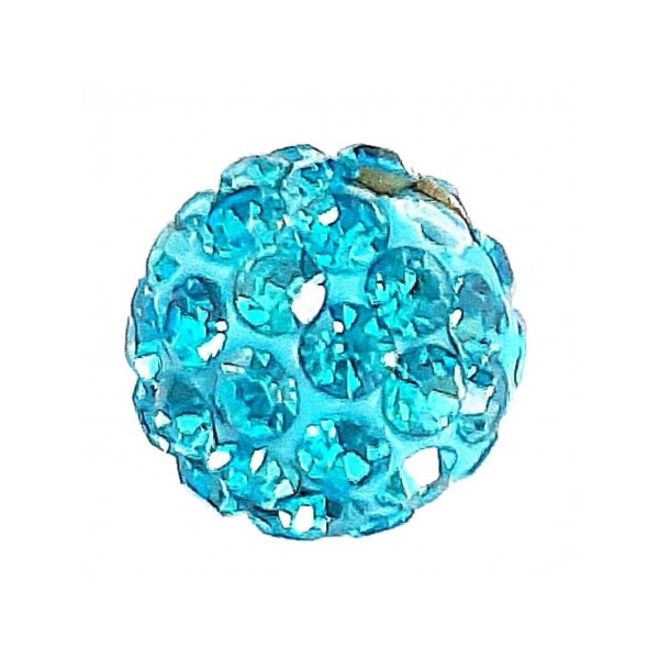 Lot de 5 boules disco strass rondes 8mm couleur bleu aquamarine à facettes pavé - Photo n°1