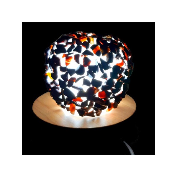 Lampe à LED en pierres roulées d'oeil de taureau tigre rouge 7 - 8cm diamètre 360 gr env - Photo n°2