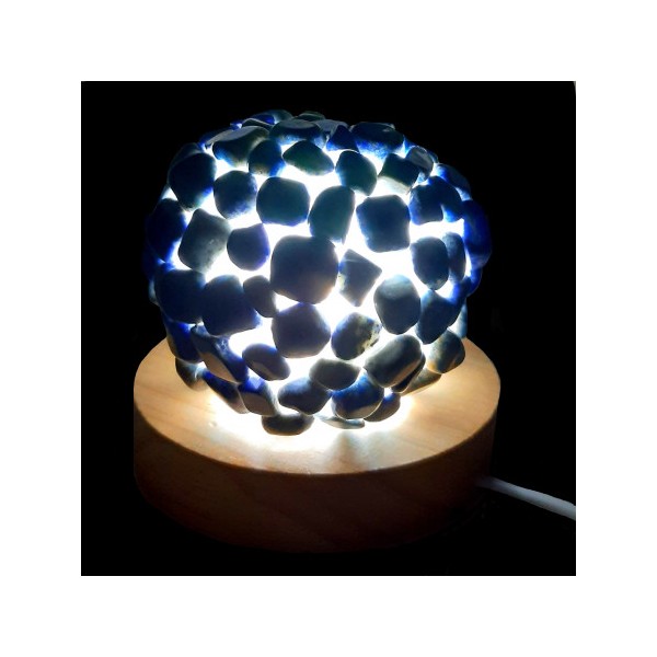 Lampe à LED en pierres roulées de lapis lazuli lazulis 7 - 8cm diamètre 460 gr env - Photo n°2