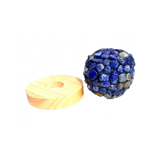 Lampe à LED en pierres roulées de lapis lazuli lazulis 7 - 8cm diamètre 460 gr env - Photo n°3