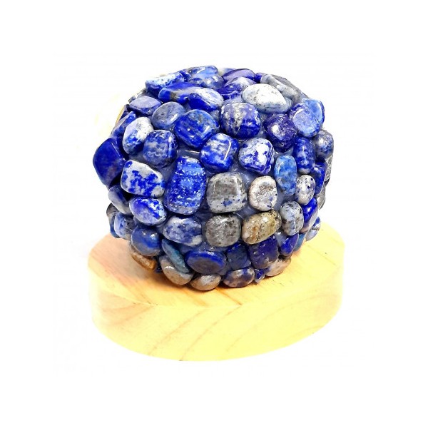 Lampe à LED en pierres roulées de lapis lazuli lazulis 7 - 8cm diamètre 460 gr env - Photo n°1