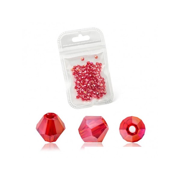 Lot de 90 perles toupies 4mm Imitation couleur rouge - Photo n°1