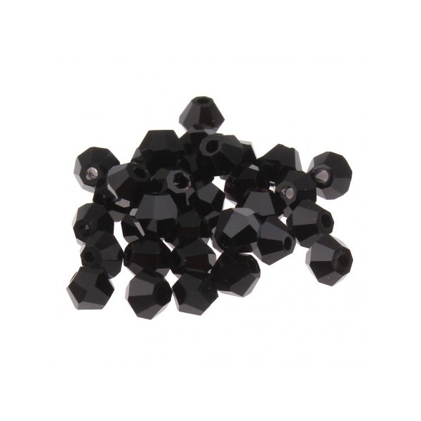 Lot de 45 perles toupies 4mm Imitation couleur noir jet - Photo n°1